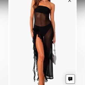 Edikted SURI SHEER MESH FLOWER PIN MAXI DRESS